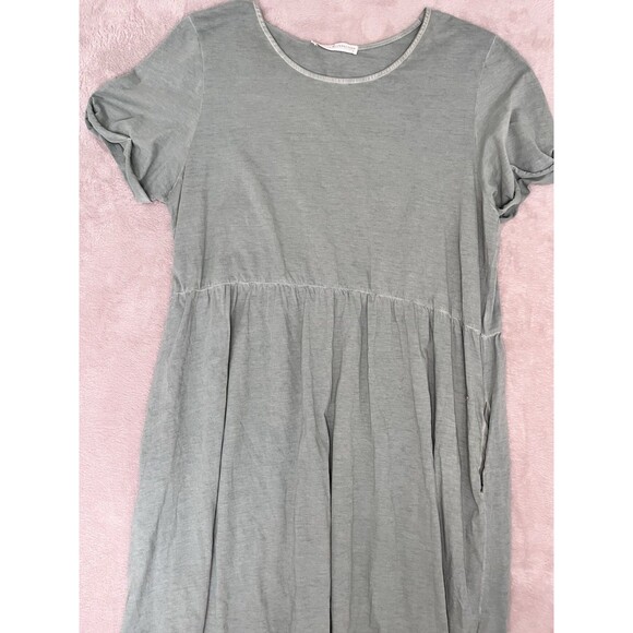 Peruvian Connection Sage Green Pima Knit Playa Shirt Dress Pockets Size XL - Picture 3 of 11